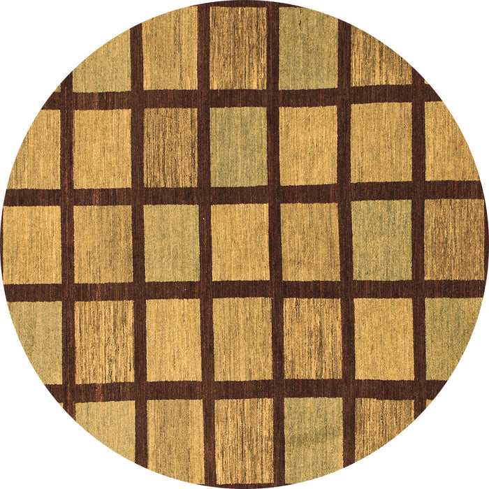Round Machine Washable Checkered Brown Modern Rug, wshabs1444brn