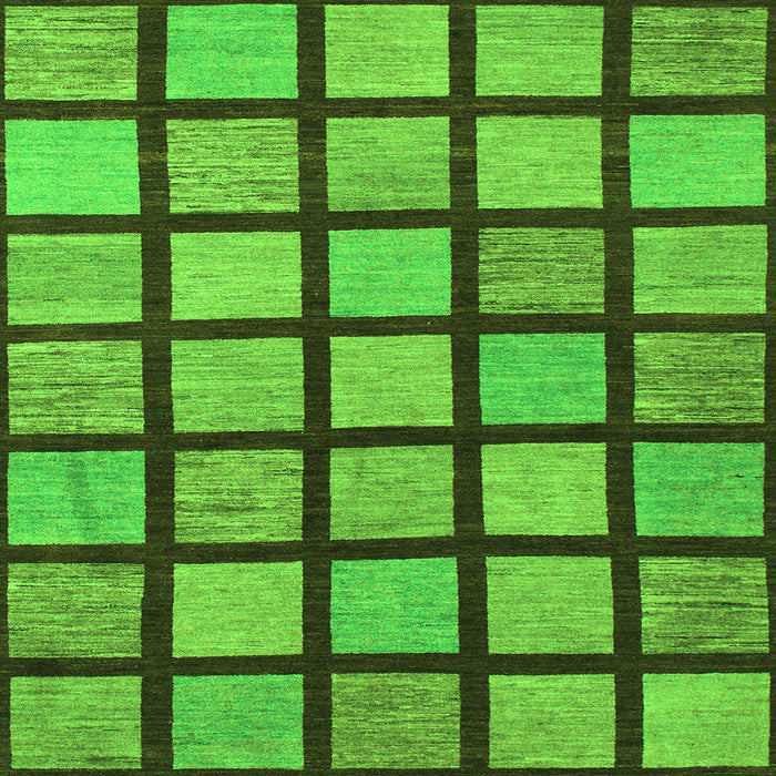 Square Machine Washable Checkered Green Modern Area Rugs, wshabs1444grn