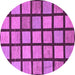 Round Machine Washable Checkered Purple Modern Area Rugs, wshabs1444pur