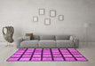 Machine Washable Checkered Purple Modern Area Rugs in a Living Room, wshabs1444pur