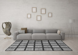Machine Washable Checkered Gray Modern Rug in a Living Room,, wshabs1444gry