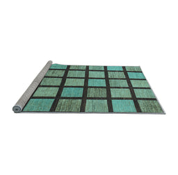 Sideview of Machine Washable Checkered Light Blue Modern Rug, wshabs1444lblu