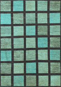 Checkered Light Blue Modern Rug, abs1444lblu