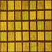 Square Machine Washable Checkered Yellow Modern Rug, wshabs1444yw