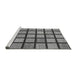 Sideview of Machine Washable Checkered Gray Modern Rug, wshabs1444gry