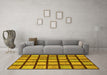 Machine Washable Checkered Yellow Modern Rug in a Living Room, wshabs1444yw