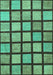 Machine Washable Checkered Turquoise Modern Area Rugs, wshabs1444turq