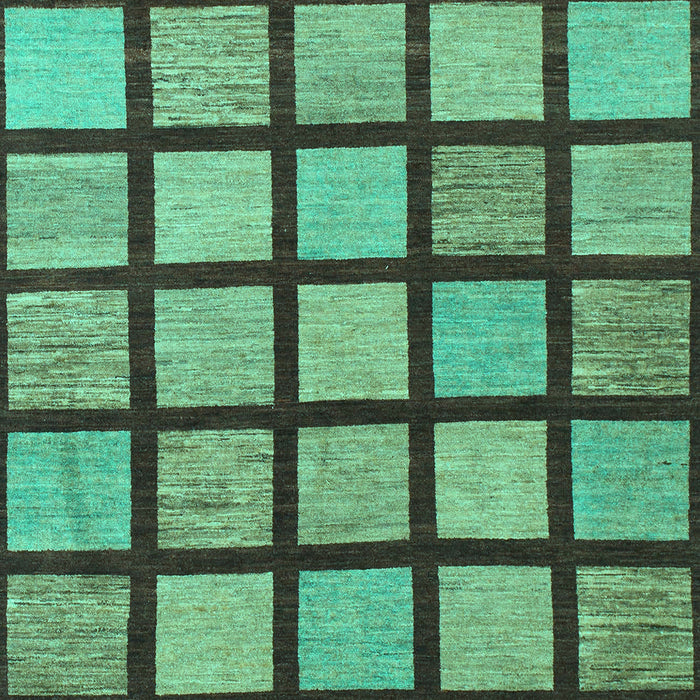 Machine Washable Checkered Turquoise Modern Area Rugs, wshabs1444turq