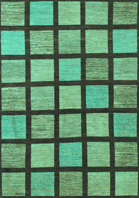 Checkered Turquoise Modern Rug, abs1444turq