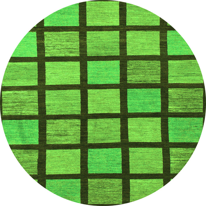 Round Checkered Green Modern Rug, abs1444grn