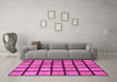 Machine Washable Checkered Pink Modern Rug in a Living Room, wshabs1444pnk