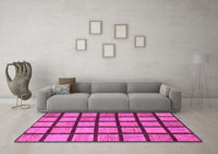 Machine Washable Checkered Pink Modern Rug, wshabs1444pnk