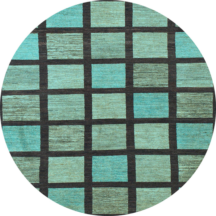 Round Checkered Light Blue Modern Rug, abs1444lblu
