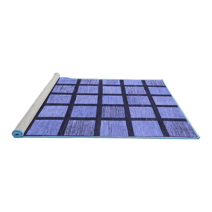 Sideview of Machine Washable Checkered Blue Modern Rug, wshabs1444blu