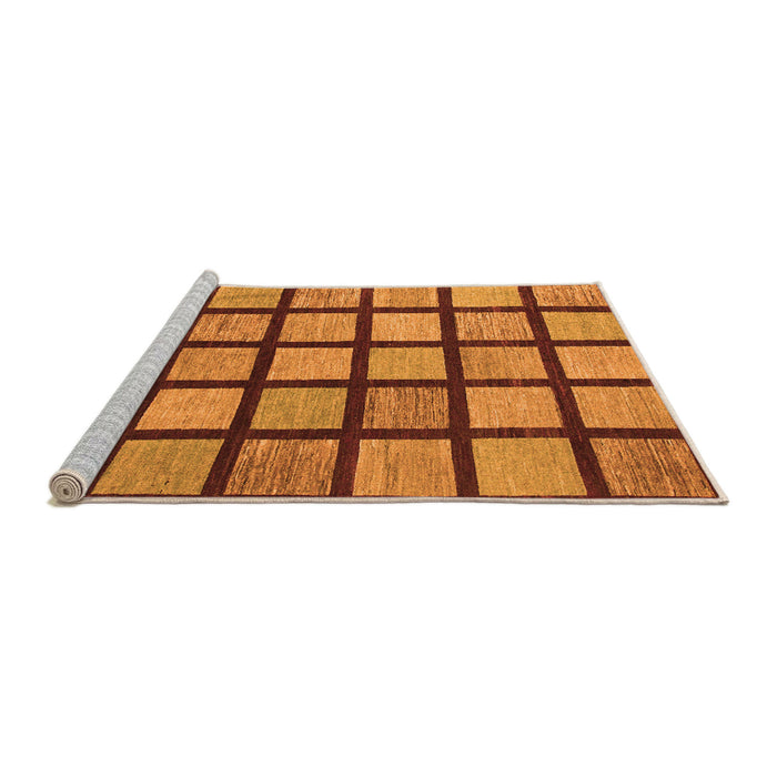 Sideview of Machine Washable Checkered Orange Modern Area Rugs, wshabs1444org