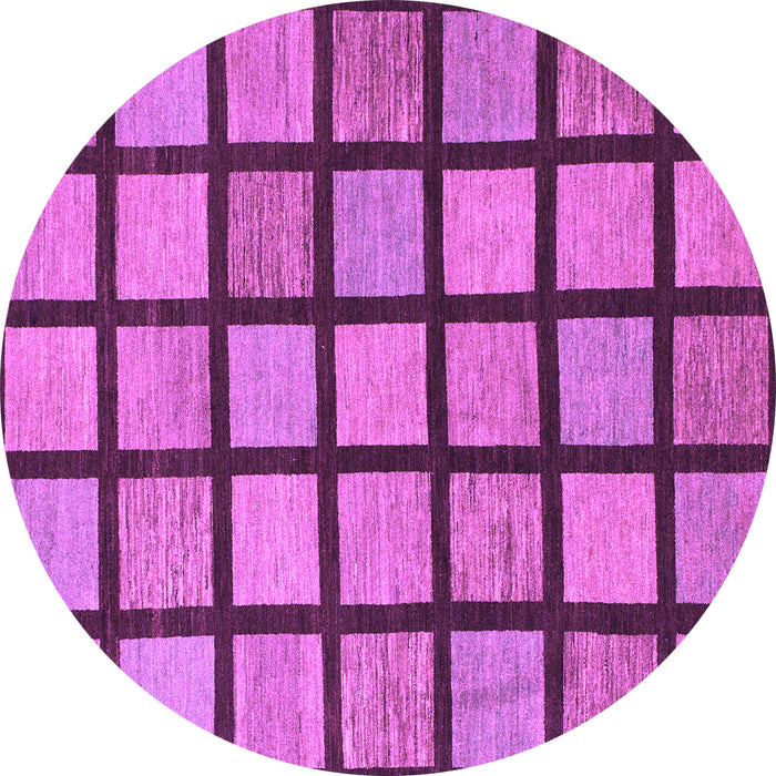 Round Checkered Purple Modern Rug, abs1444pur