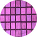 Round Checkered Purple Modern Rug, abs1444pur