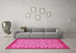 Machine Washable Checkered Pink Modern Rug in a Living Room, wshabs1445pnk