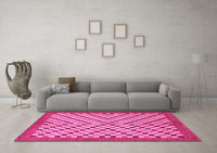 Machine Washable Checkered Pink Modern Rug, wshabs1445pnk