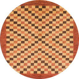 Round Machine Washable Abstract Orange Rug, wshabs1445