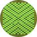 Round Machine Washable Checkered Green Modern Area Rugs, wshabs1445grn