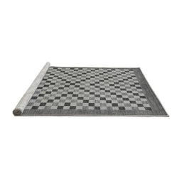 Sideview of Machine Washable Checkered Gray Modern Rug, wshabs1445gry