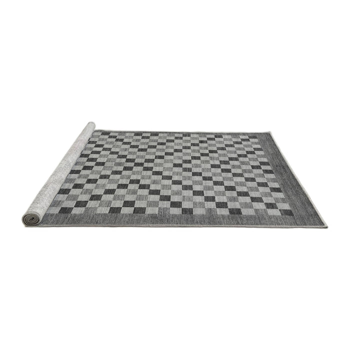 Sideview of Machine Washable Checkered Gray Modern Rug, wshabs1445gry