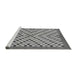 Sideview of Machine Washable Checkered Gray Modern Rug, wshabs1445gry