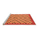 Sideview of Machine Washable Checkered Orange Modern Area Rugs, wshabs1445org