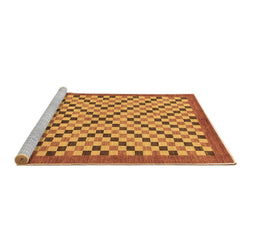 Sideview of Machine Washable Checkered Brown Modern Rug, wshabs1445brn