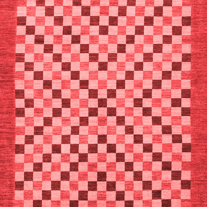 Machine Washable Checkered Red Modern Rug, wshabs1445red