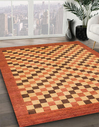 Abstract Orange Checkered Rug, abs1445