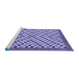 Sideview of Machine Washable Checkered Blue Modern Rug, wshabs1445blu