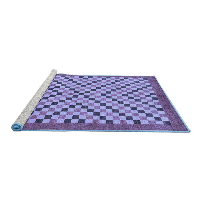 Sideview of Machine Washable Checkered Blue Modern Rug, wshabs1445blu