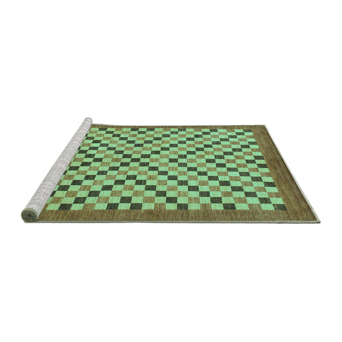 Sideview of Machine Washable Checkered Turquoise Modern Area Rugs, wshabs1445turq