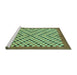 Sideview of Machine Washable Checkered Turquoise Modern Area Rugs, wshabs1445turq