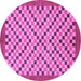 Round Machine Washable Checkered Purple Modern Area Rugs, wshabs1445pur