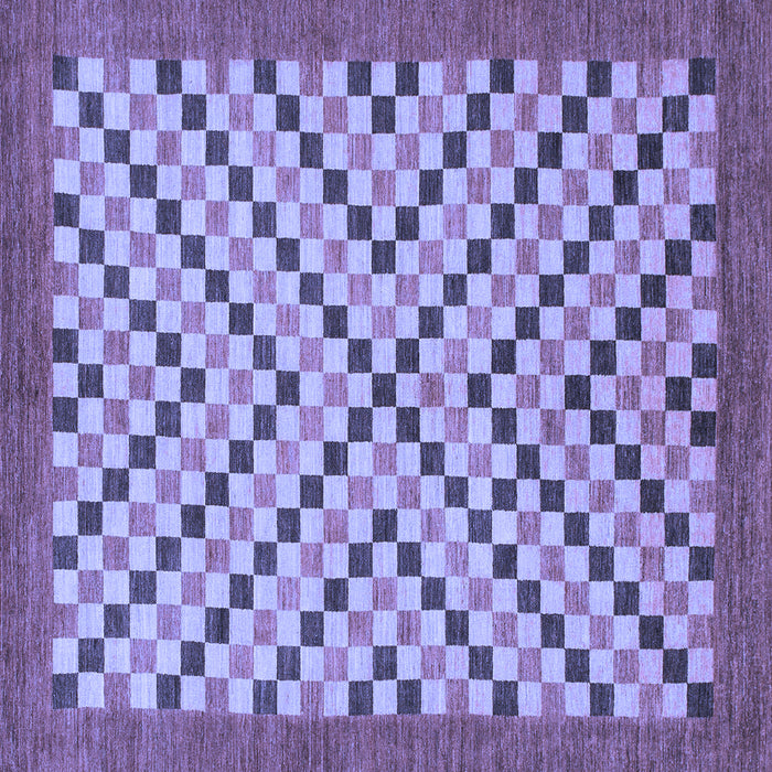 Square Machine Washable Checkered Blue Modern Rug, wshabs1445blu