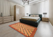 Abstract Orange Checkered Rug in a Bedroom, abs1445