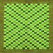 Square Machine Washable Checkered Green Modern Area Rugs, wshabs1445grn