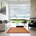 Square Abstract Orange Checkered Rug in a Living Room, abs1445