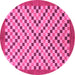 Round Checkered Pink Modern Rug, abs1445pnk