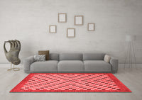 Machine Washable Checkered Red Modern Rug, wshabs1445red