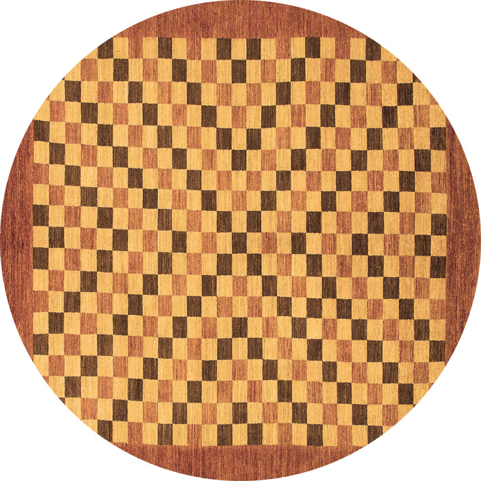 Round Checkered Brown Modern Rug, abs1445brn