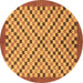 Round Checkered Brown Modern Rug, abs1445brn