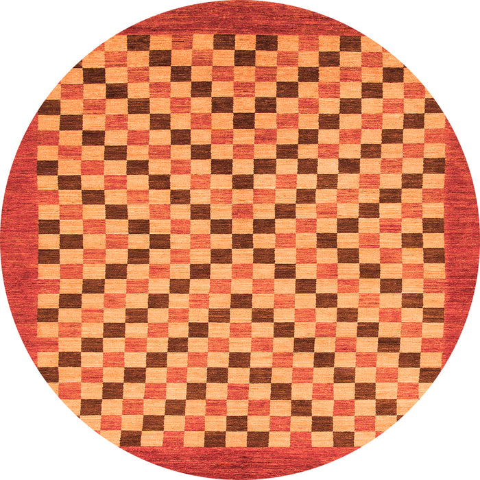Round Checkered Orange Modern Rug, abs1445org