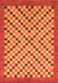 Machine Washable Checkered Orange Modern Area Rugs, wshabs1445org