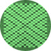 Round Checkered Emerald Green Modern Rug, abs1445emgrn