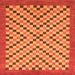 Square Machine Washable Checkered Orange Modern Area Rugs, wshabs1445org