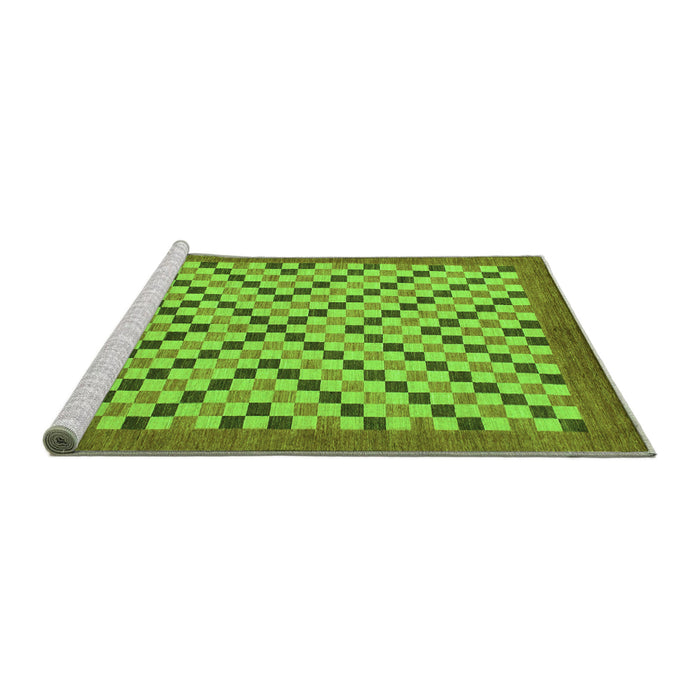 Sideview of Machine Washable Checkered Green Modern Area Rugs, wshabs1445grn